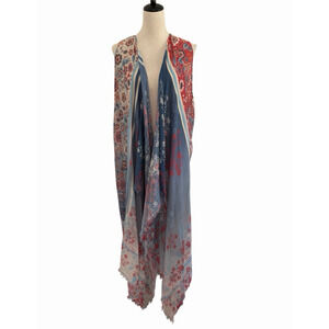Shana Boho Kimono Duster Womens S/M Cotton Linen Floral Beach Western Festival